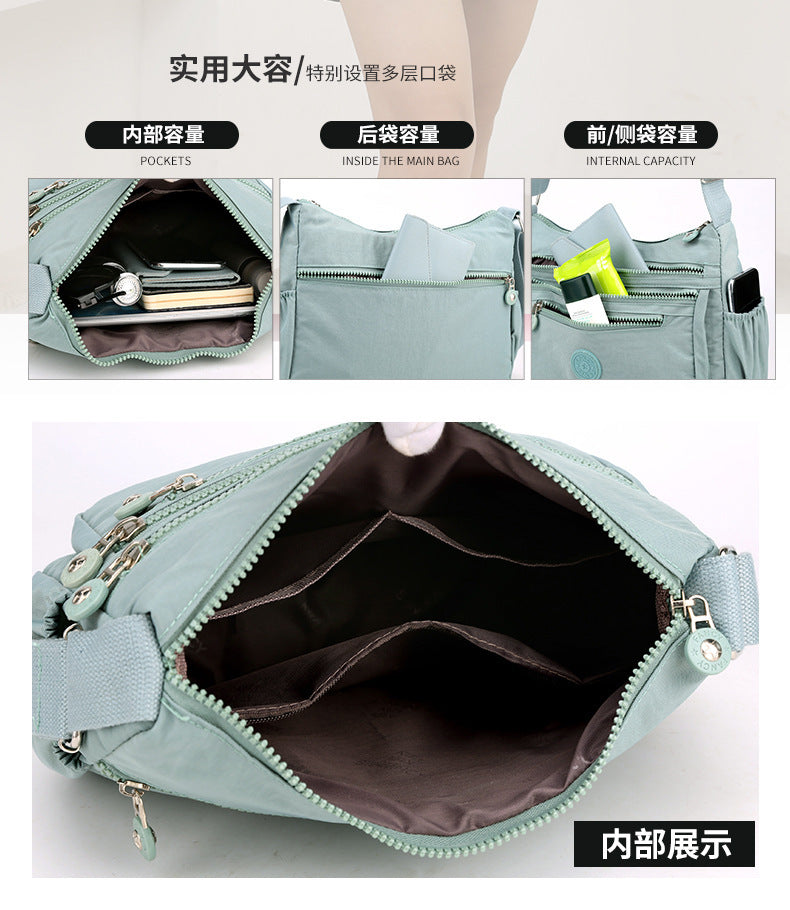 Nylon Multi-Layer Shoulder Bag – Lightweight Crossbody with Large Capacity