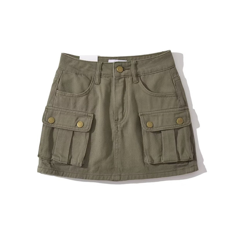 Women's High Waist Denim Mini Skirt – A-Line Pocket Skirt | Retro Hot Girl Style