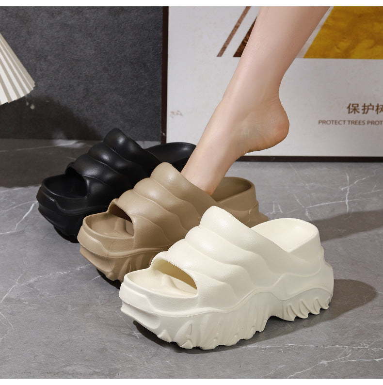 Thick Sole Wedge Slippers | Height-Boosting EVA Platform Slides | Korean Style | 3 Colors