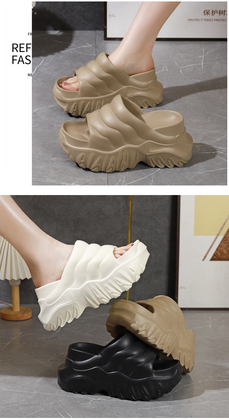 Thick Sole Wedge Slippers | Height-Boosting EVA Platform Slides | Korean Style | 3 Colors