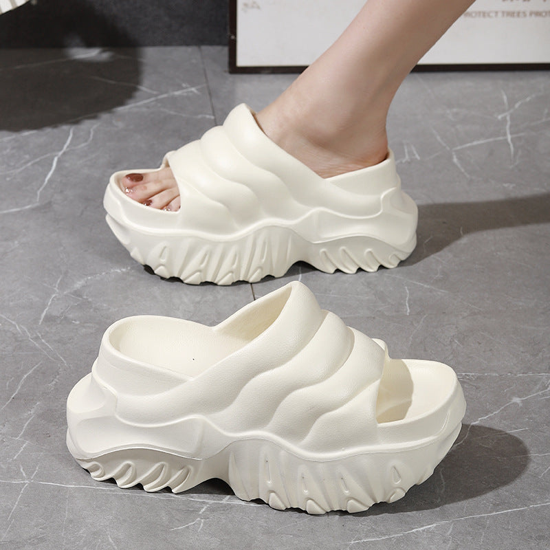 Thick Sole Wedge Slippers | Height-Boosting EVA Platform Slides | Korean Style | 3 Colors