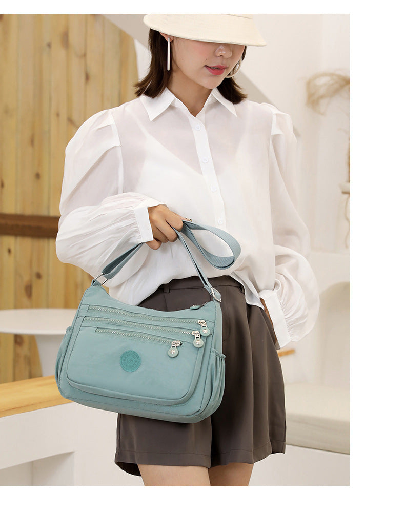 Nylon Multi-Layer Shoulder Bag – Lightweight Crossbody with Large Capacity