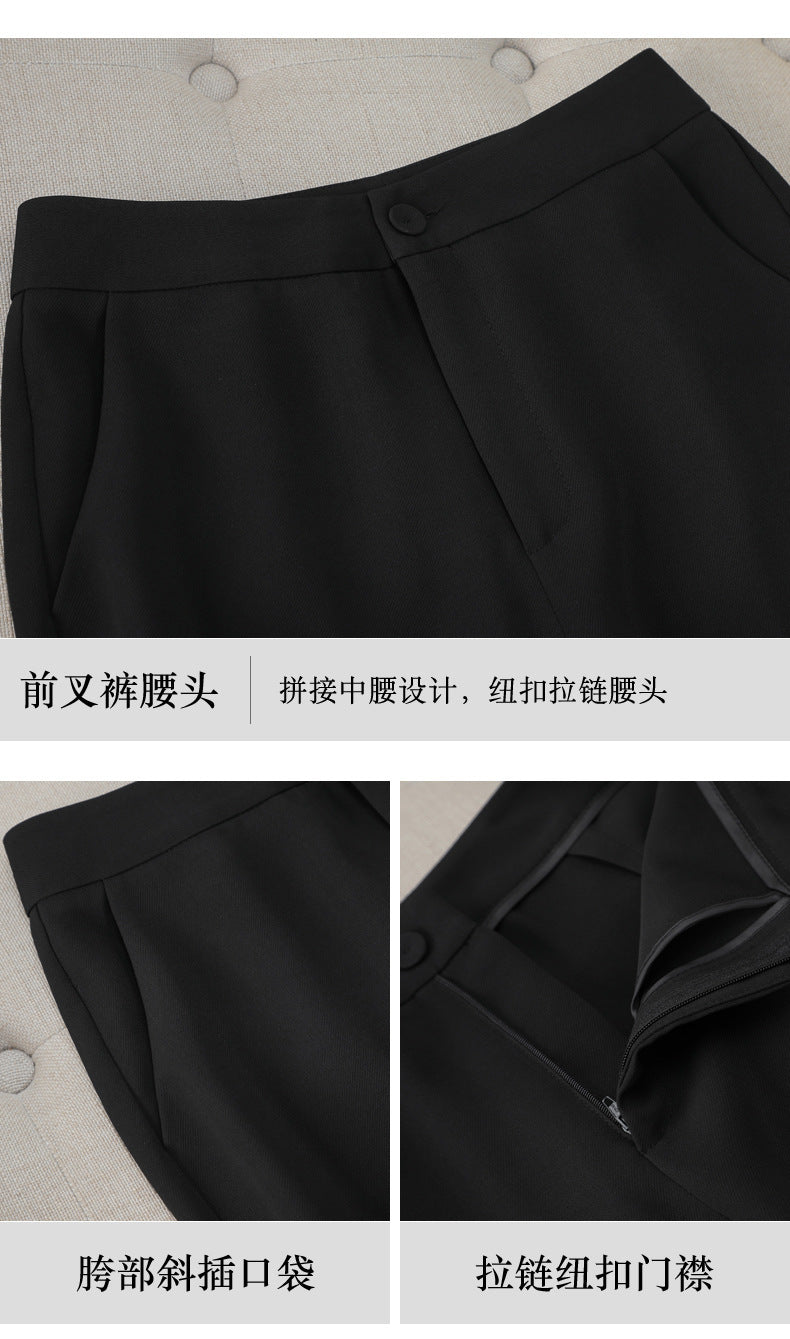 Women's Professional Blazer Suit Set – 3/4 Sleeve Jacket with Skirt or Trousers | Black & White