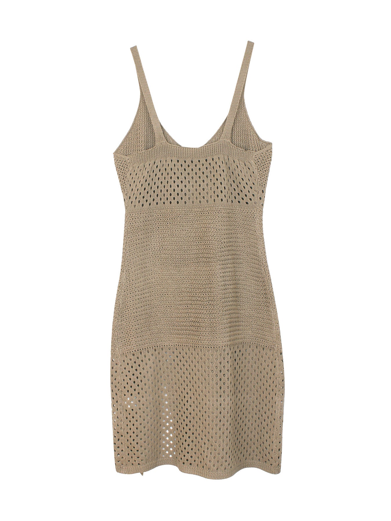 Women's Hollow-Out Knit Maxi Dress | V-Neck Sleeveless Slit Summer Dress