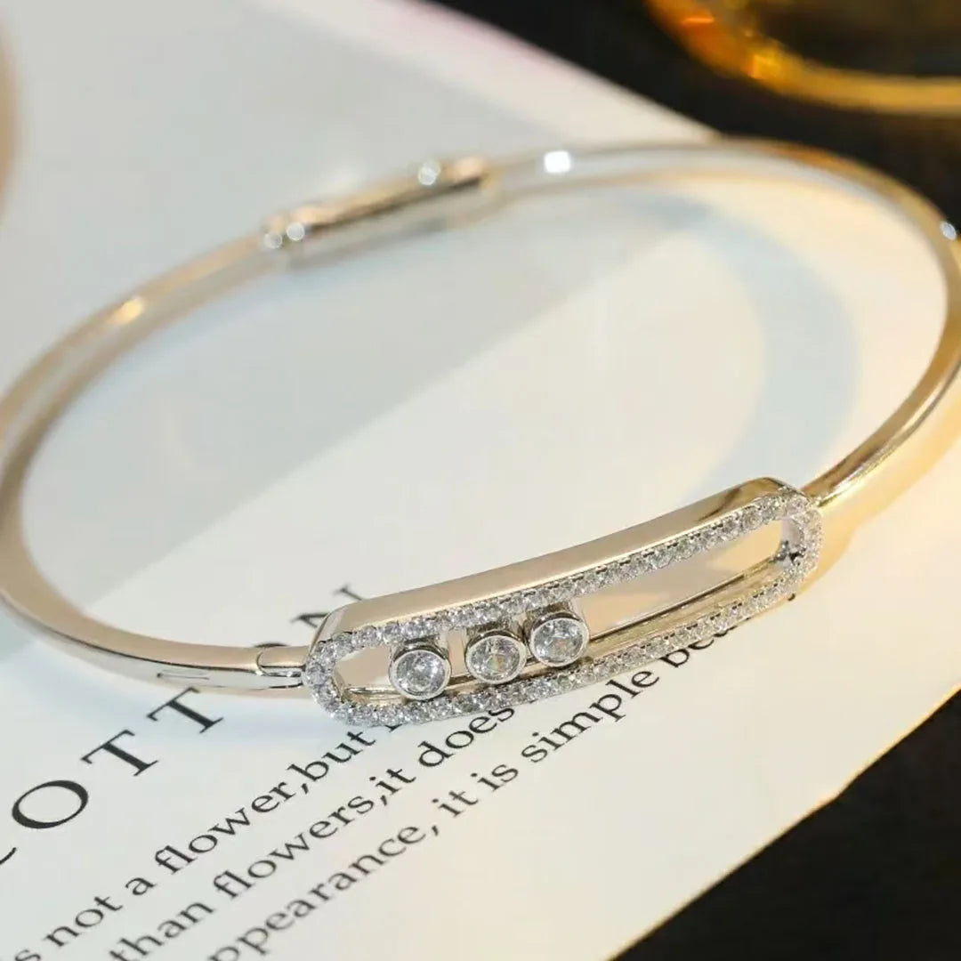 Sterling Silver Luxury Zircon Lucky Bead Bracelet – Timeless Anniversary Gift for Women