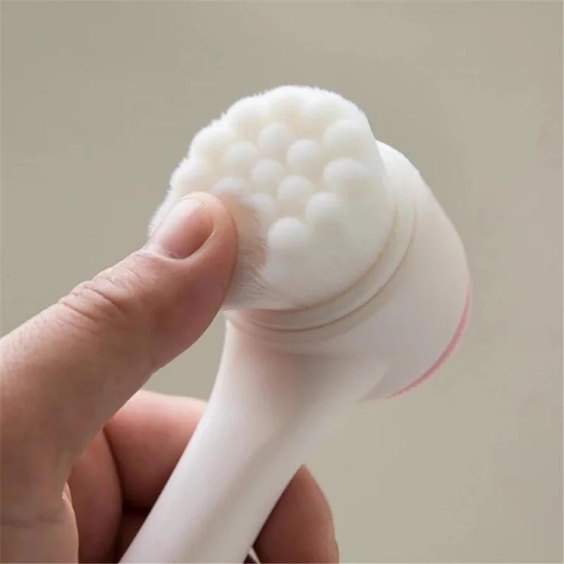 3D Double Silicone Facial Cleansing Brush Manual Massage