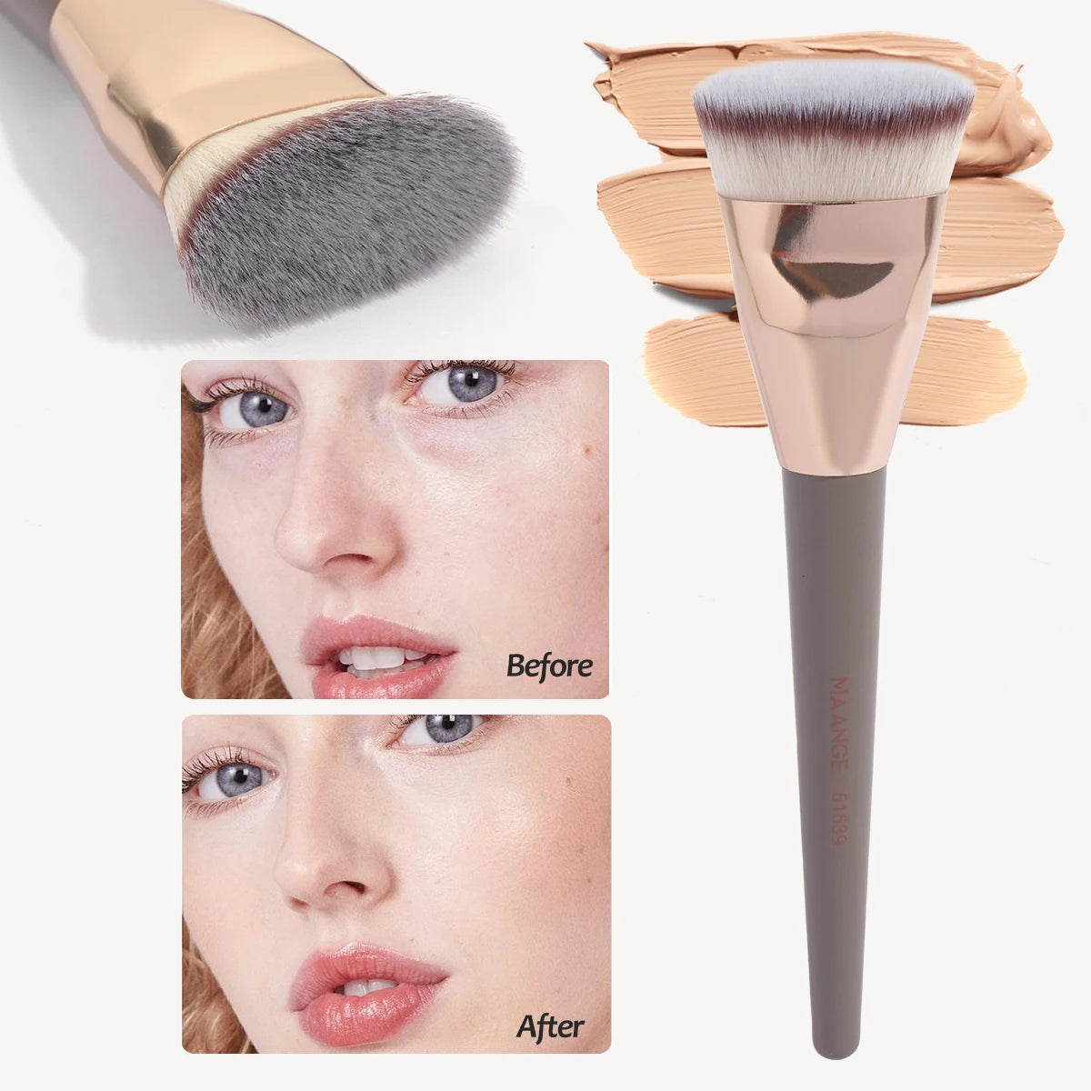 MAANGE Single Flat Round Tube Flat Head Foundation Brush