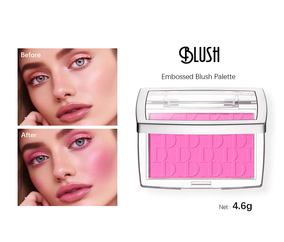Embossed Matte Blush Palette – High-Pigment Cheek Powder for a Natural Rosy Glow