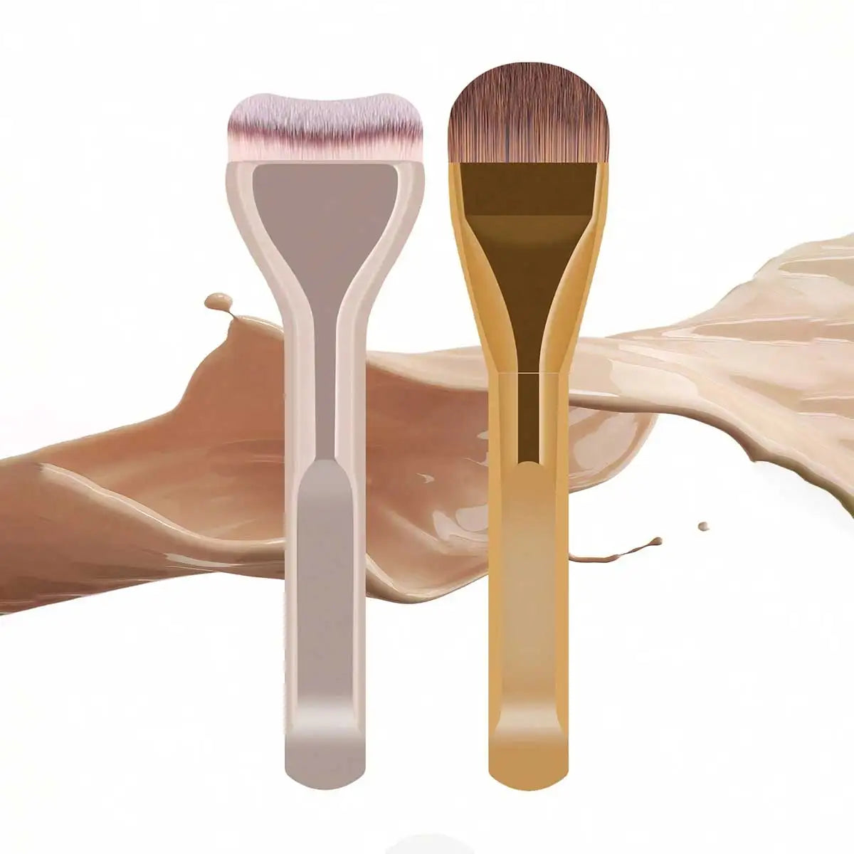 MAANGE 2pcs Foundation Makeup Brushes Set Ultra Thin Top Mask Brush For Liquid Cream Cosmetics Blending Beauty Tool Premium Gift Nanasbeautyholic