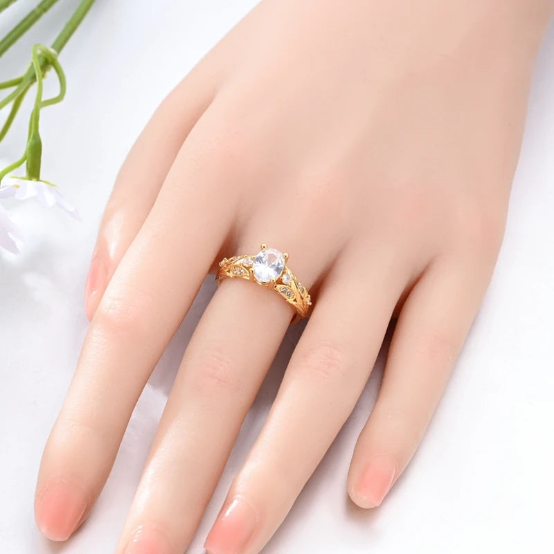 925 Sterling Silver Heart Star Moon Ring | Sparkling Zircon | Gold Chain Design | Women's Fine Jewelry Gift