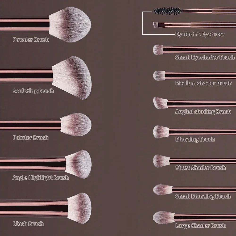 13PCS Makeup Brush Set Foundation Concealer Powder Eyeshadow Blush Brush Kabuki Blending Cosmetic Beauty Tool for Face Nanasbeautyholic