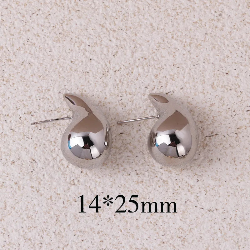 Water Drop Stud Earrings — Minimalist Gold & Silver Teardrop Studs for Women