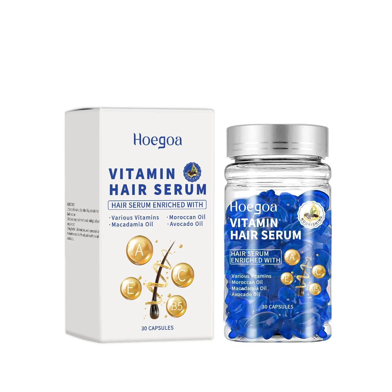 30PCS Vitamin Hair Care Capsules Moisture Serum Repair Hair Splitting Improvement Fast Restore Hair Soft Smooth Scalp Hair Care Nanasbeautyholic