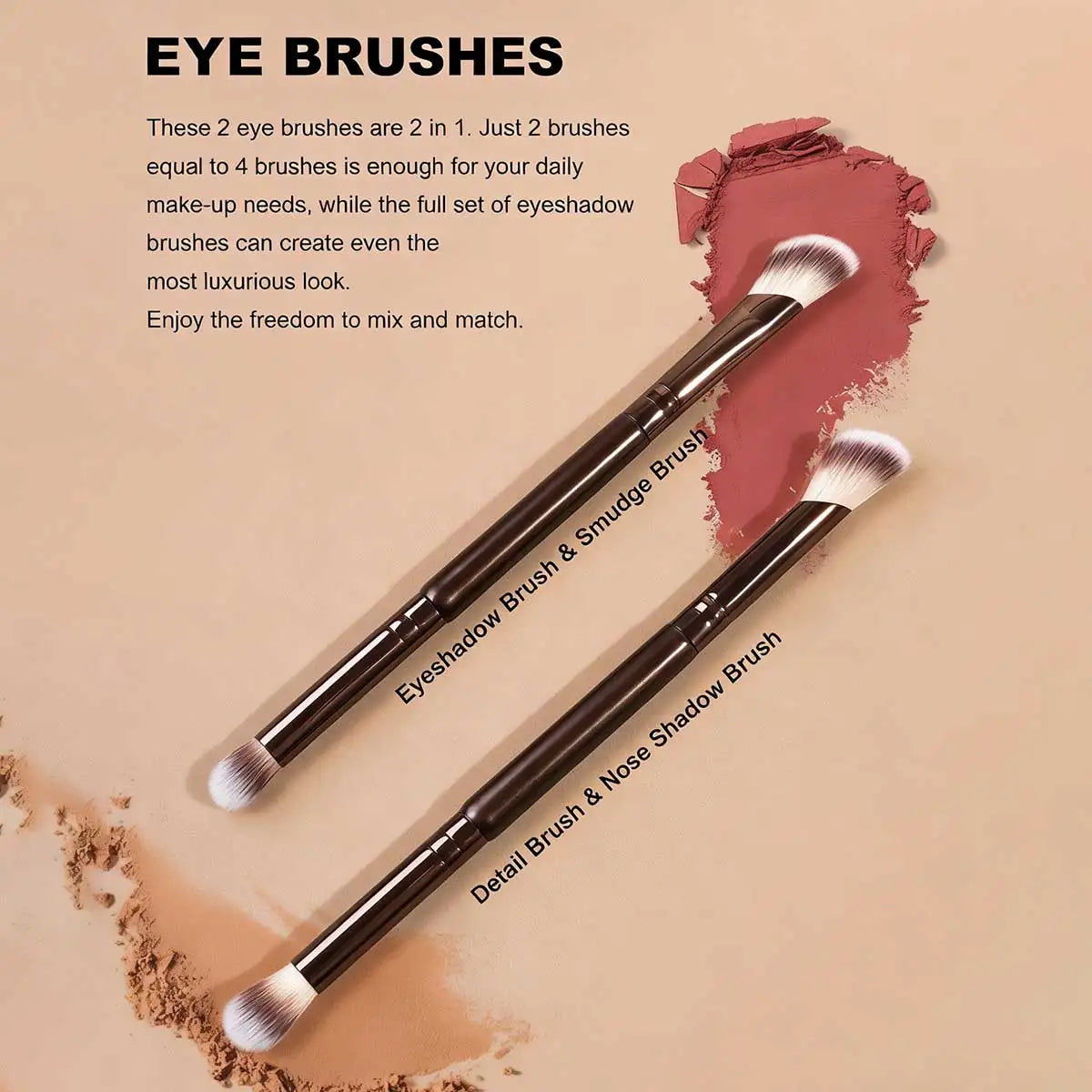 LUXEBLEND Dual-Ended Makeup Brush Set – Professional Travel Brushes for Foundation, Eyeshadow & Blending (5, 6, 10, 18 or 22 Pcs)