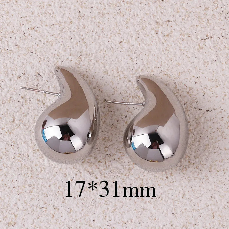 Water Drop Stud Earrings — Minimalist Gold & Silver Teardrop Studs for Women