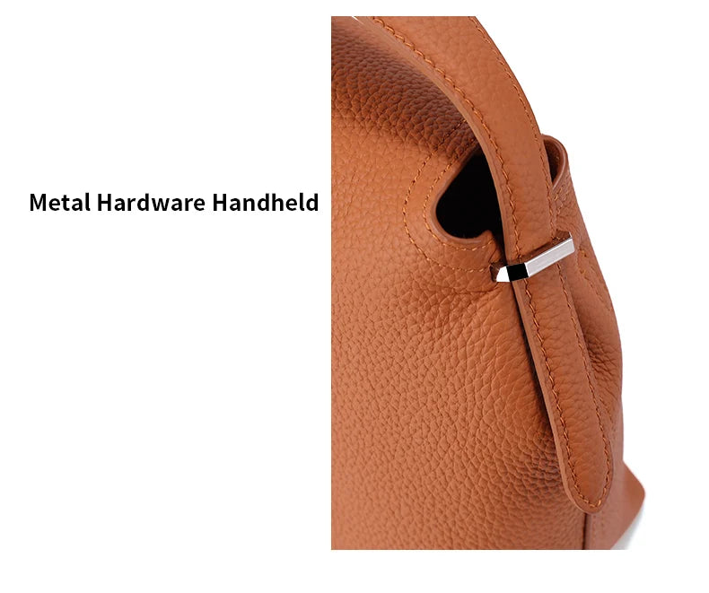 Genuine Cowhide Leather Shoulder Bag – Large Capacity Luxury Handbag for Women