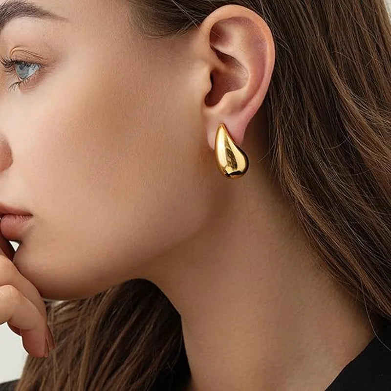 Water Drop Stud Earrings — Minimalist Gold & Silver Teardrop Studs for Women