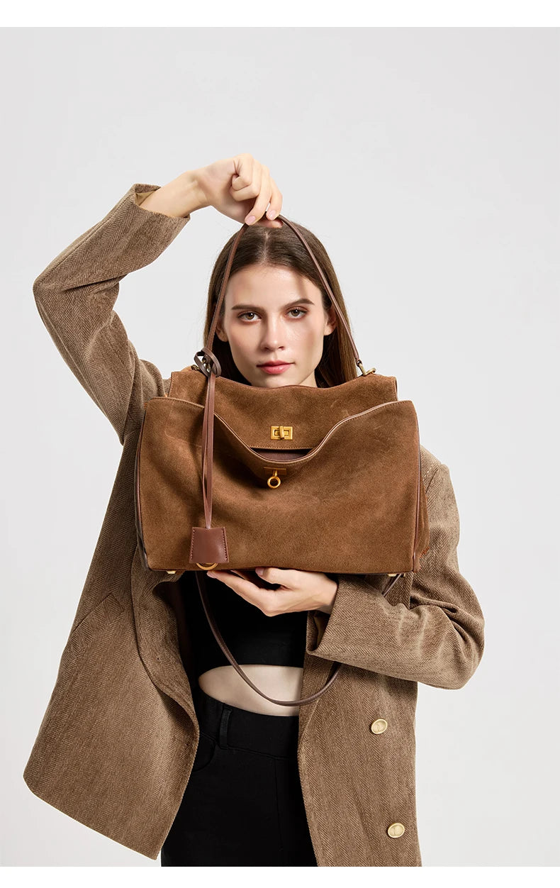 Women's Suede genuine leather Bag Shoulder Handbag Luxury Designer