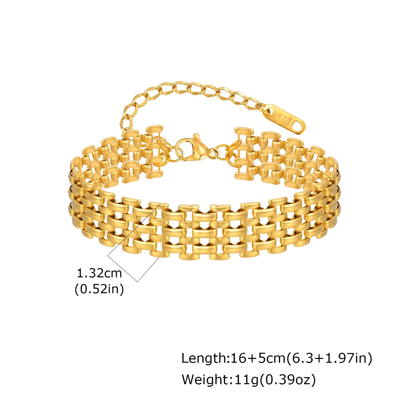 18K Gold Plated Stainless Steel Link Chain Bracelet for Women – Stackable Waterproof Bangle