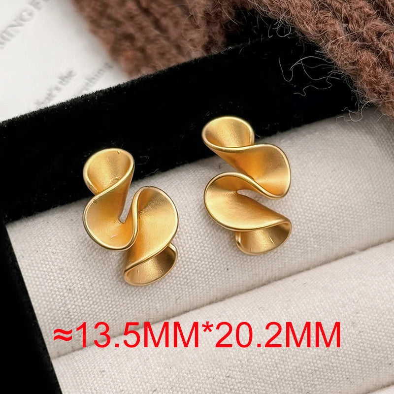 Sterling Silver Twisted Flower Stud Earrings — 18K Gold Plated, Minimalist Fine Jewelry