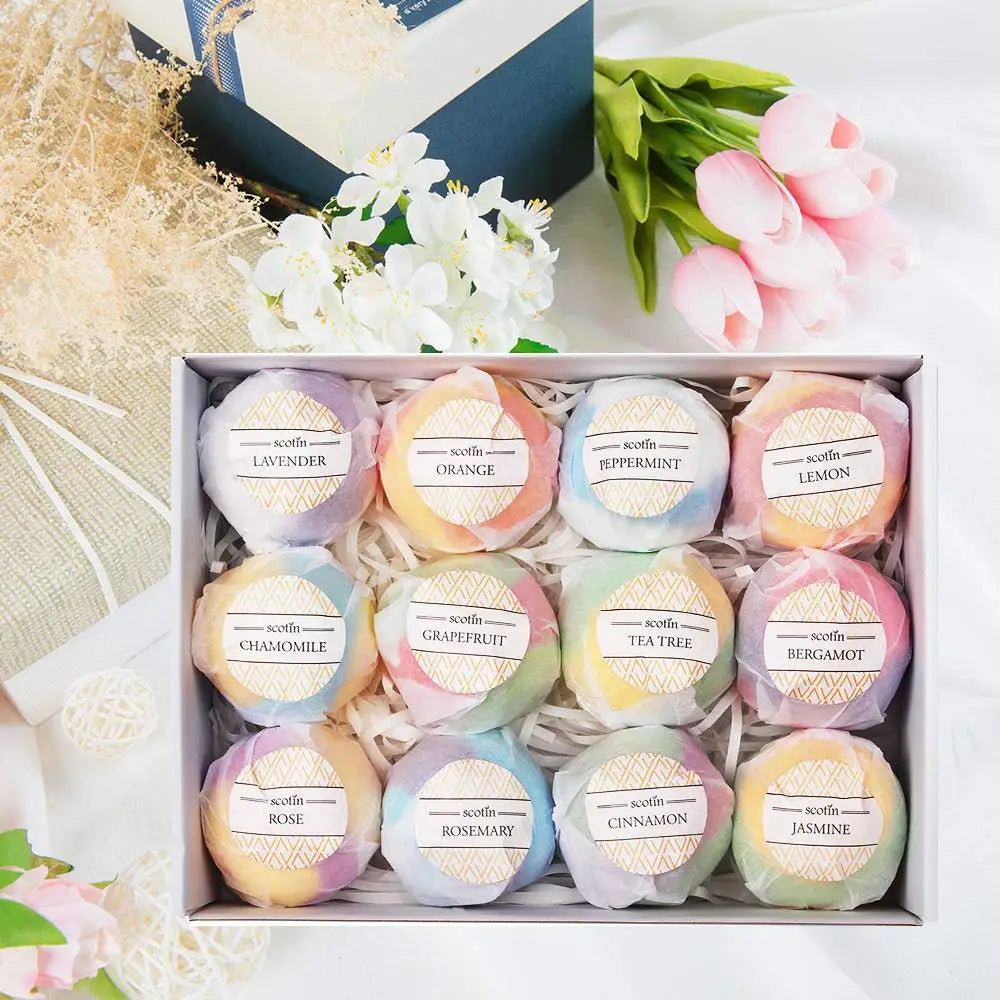 Bath Bombs for Kids and Women, 12 Natural Handmade Bath Bomb Gift Set, Bubble Bath Bombs - Perfect Self Care Relaxing Spa Gifts Nanasbeautyholic