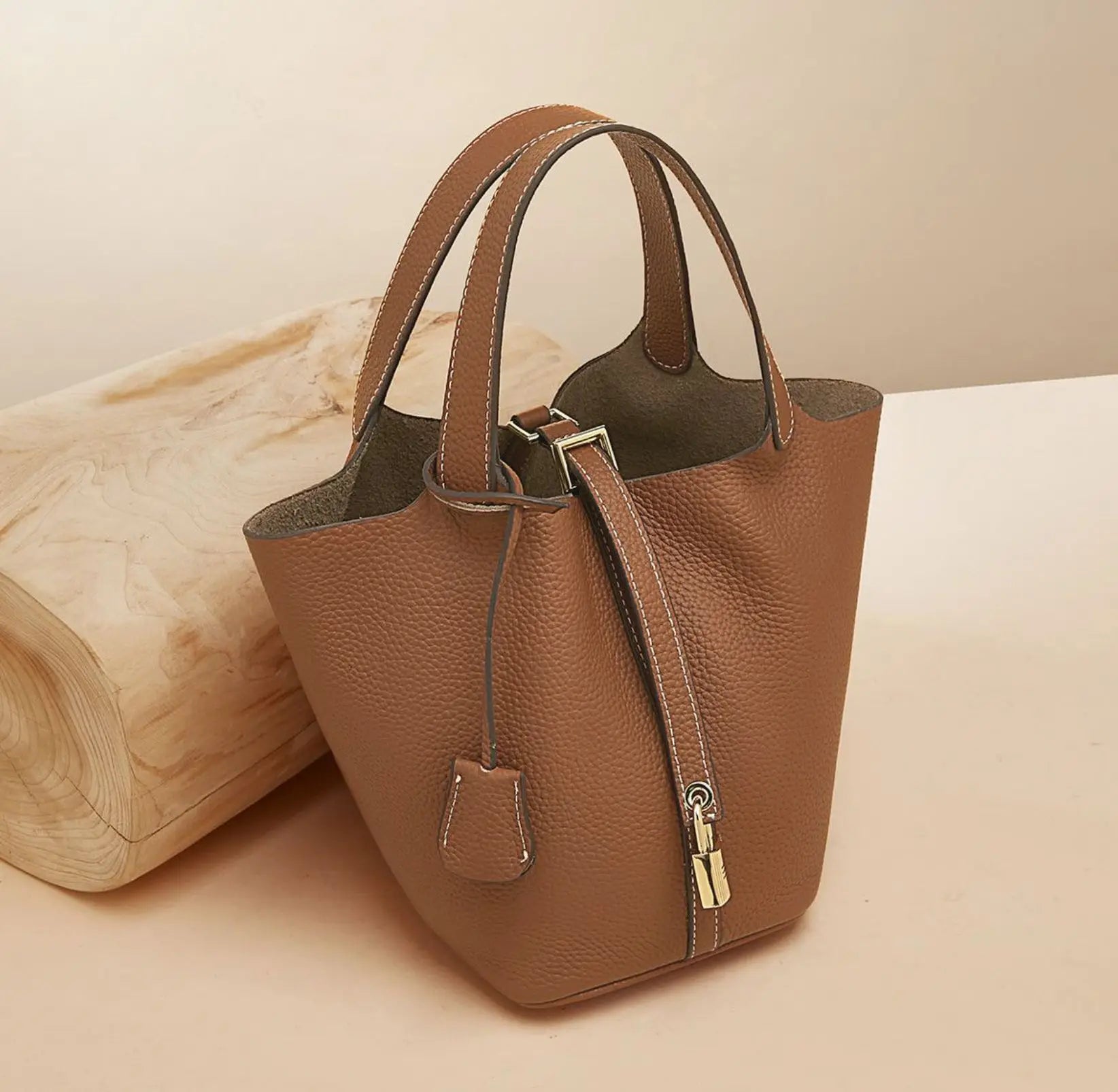 Faux Leather Bucket Bag – Chic & Versatile Women's Handbag