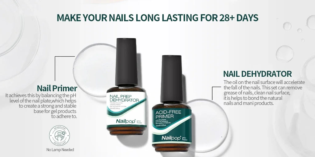 Nailpop Nail Dehydrator & Primer Set - Professional Nail Prep Kit