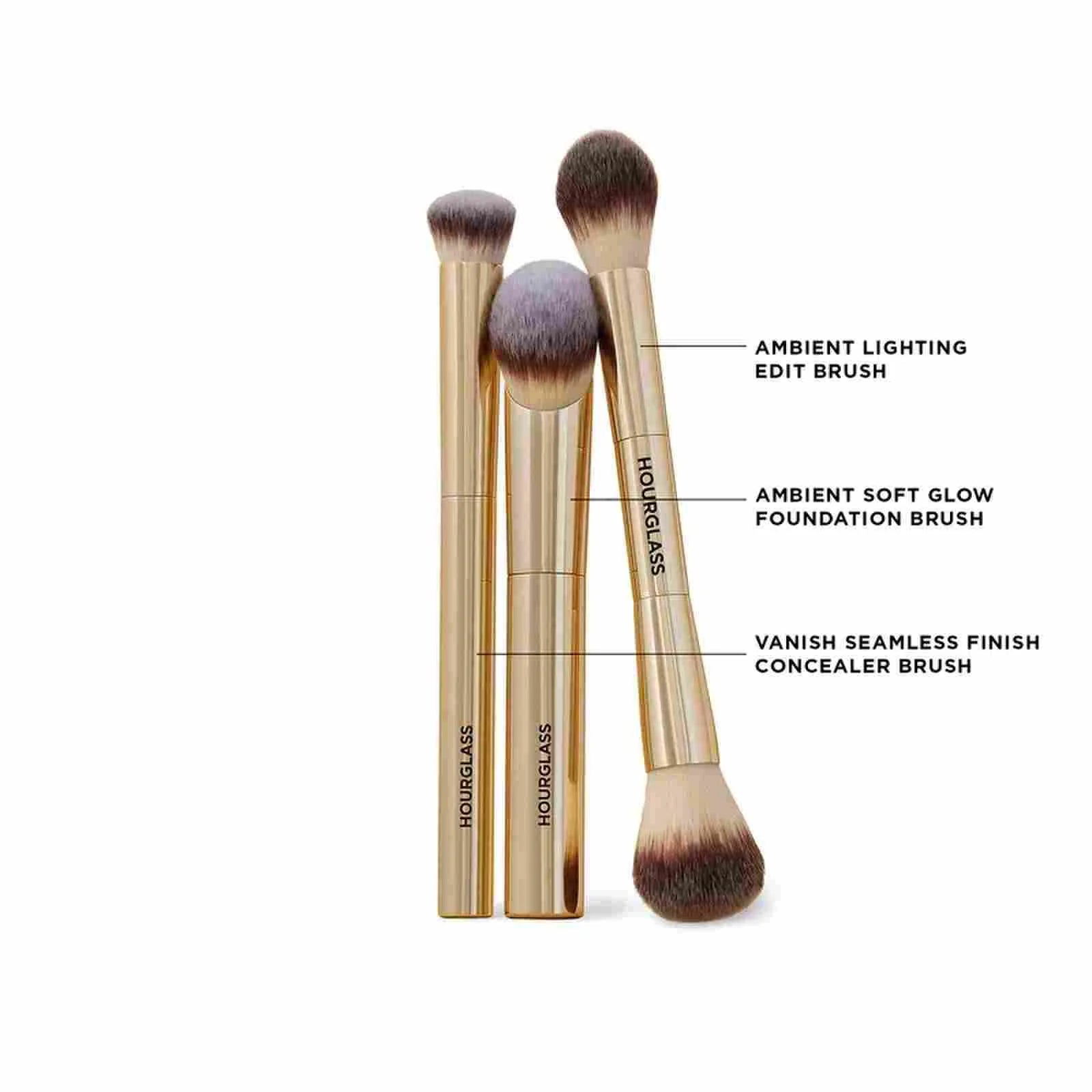 Hourglass Makeup Brush - 3piece Foundation Brush Loose Powder Brush Concealer Brush New Design + Brush Cartridge Nanasbeautyholic