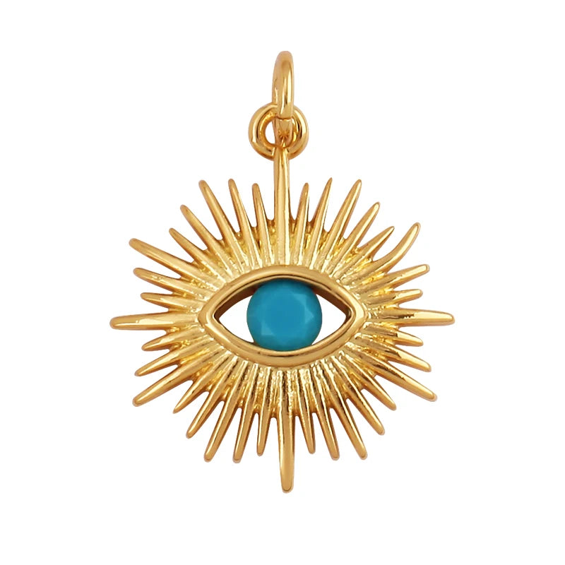 Evil Eye Charm Pendant – 18K Gold Plated CZ Cubic Zirconia | Necklace & Bracelet Jewelry Making