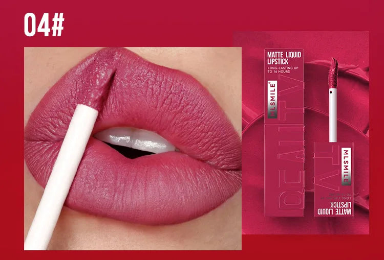 MLSMILE 6 Color Non-stick cup Velvet Satin Gloss Lip glaze Mist Liquid matte lipstick Waterproof long-lasting color liquid Nanasbeautyholic