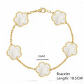Lucky Clover Natural Mother of Pearl Bracelet & Necklace – Gold & Silver
