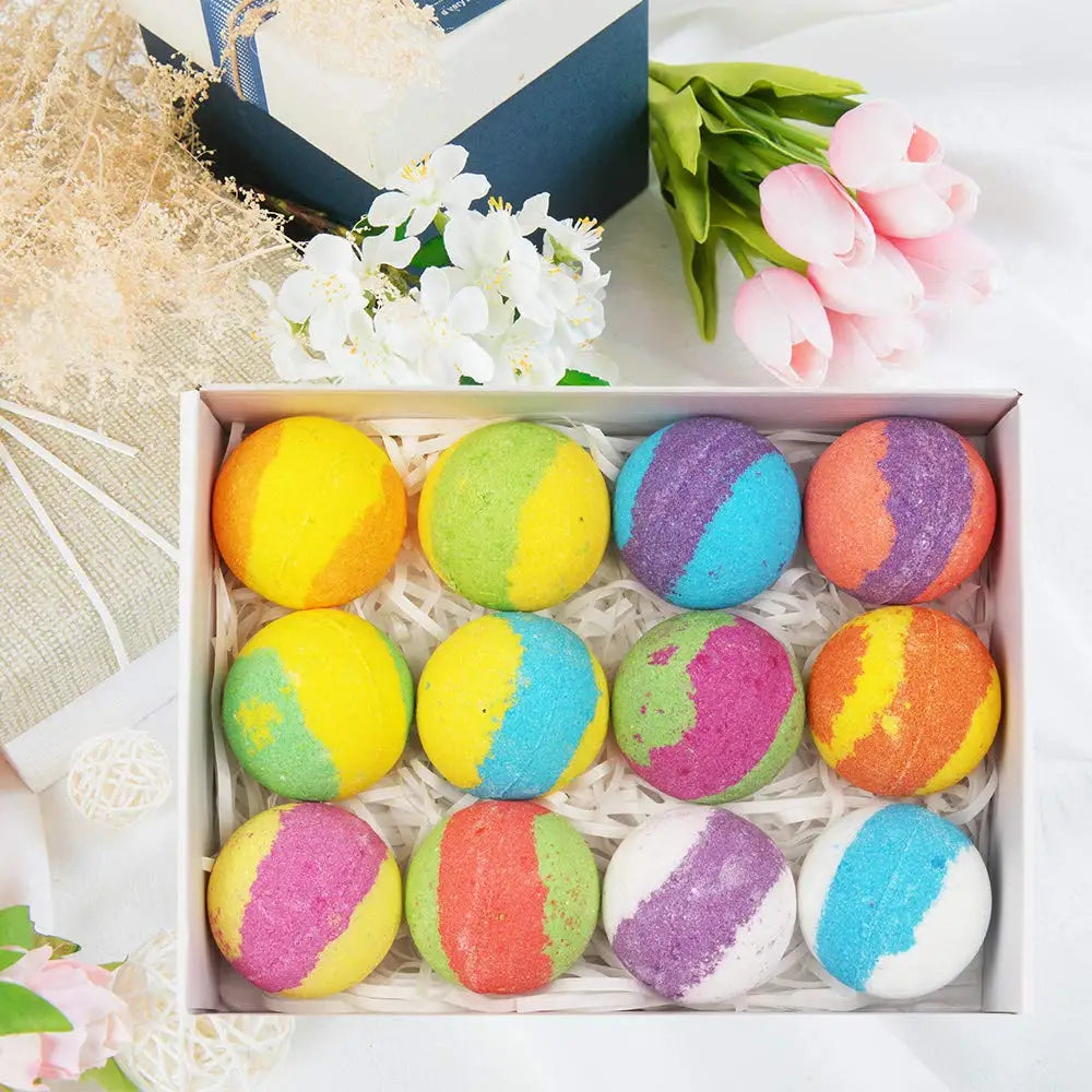 Bath Bombs for Kids and Women, 12 Natural Handmade Bath Bomb Gift Set, Bubble Bath Bombs - Perfect Self Care Relaxing Spa Gifts Nanasbeautyholic