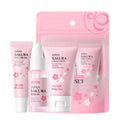 3pcs/set LAIKOU Skin Care Set Vitamin C Sakura Snail Essence Serum & Eye Cream & Face Cream Moisturizer Travel Size Skincare Set Nanasbeautyholic