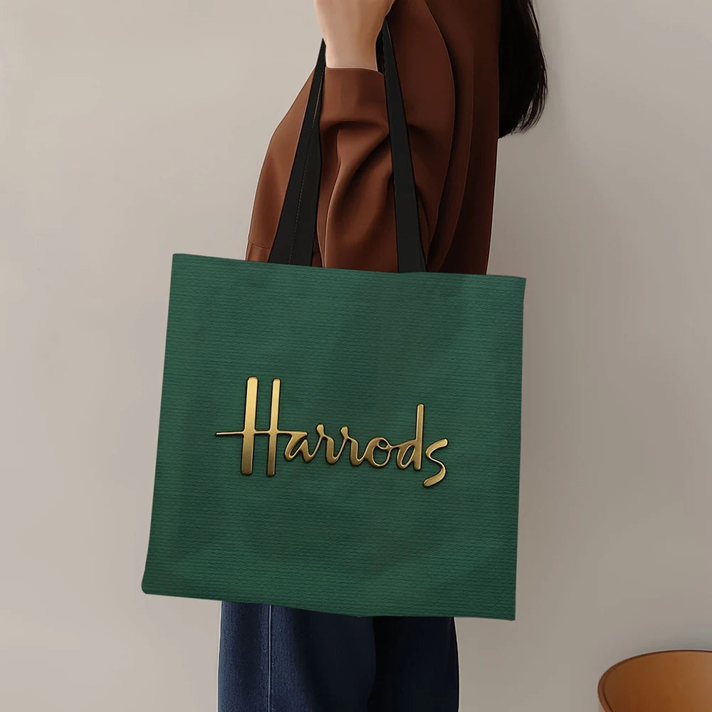 1 Pc  Harrods Tote Bag, Foldable Shopping Bag, Reusable Shopper Bag Art Print Tote Bag Nanasbeautyholic