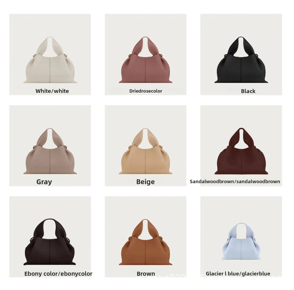Genuine Leather Cloud Bag – Soft Dumpling Crossbody & Shoulder Tote