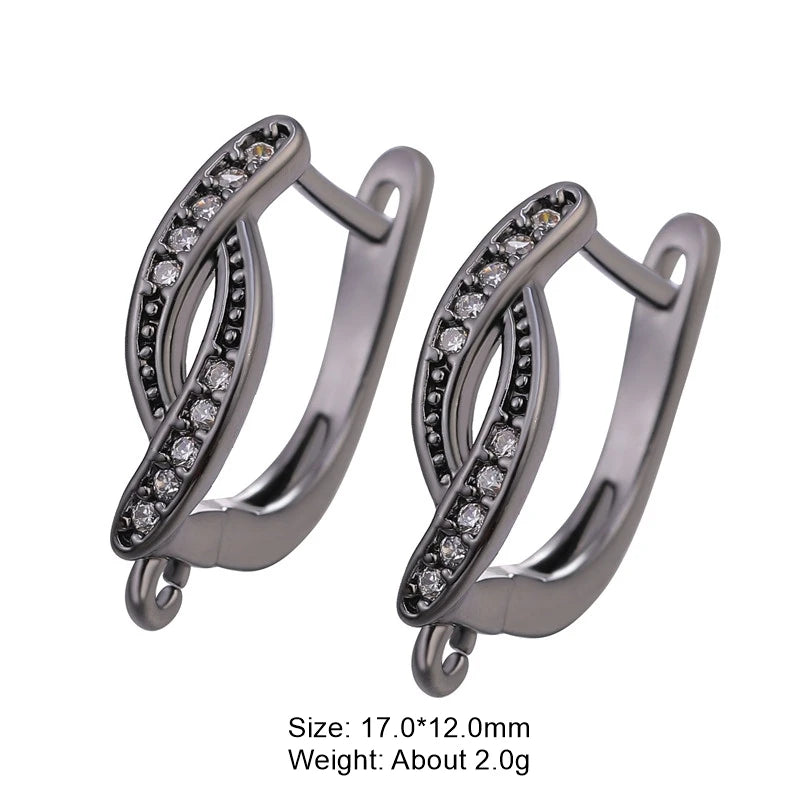 Juya 18K Gold & Silver Plated Earring Hooks – Micro Pave Zircon DIY Jewelry Findings