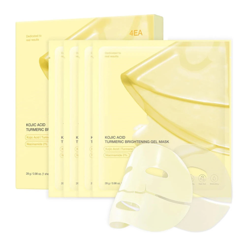 4pcs/Box Absorbable Kojic Acid Turmeric Brightening Gel Mask Collagen Moisturizing Facial Mask Retinol Anti Wrinke Firming Mask Nanasbeautyholic