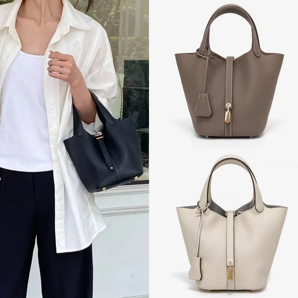 Faux Leather Bucket Bag – Chic & Versatile Women's Handbag
