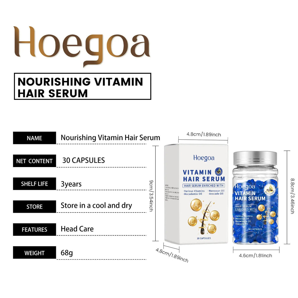 30PCS Vitamin Hair Care Capsules Moisture Serum Repair Hair Splitting Improvement Fast Restore Hair Soft Smooth Scalp Hair Care Nanasbeautyholic