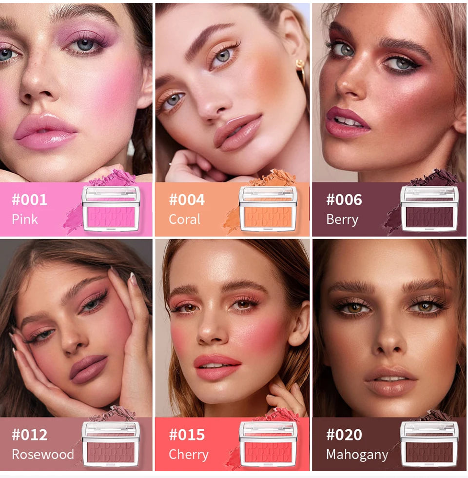 Embossed Matte Blush Palette – High-Pigment Cheek Powder for a Natural Rosy Glow