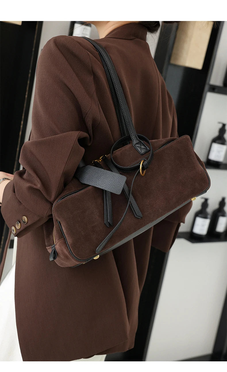 Genuine Leather Tote Bag – Soft Cowhide Shoulder Bag for Women