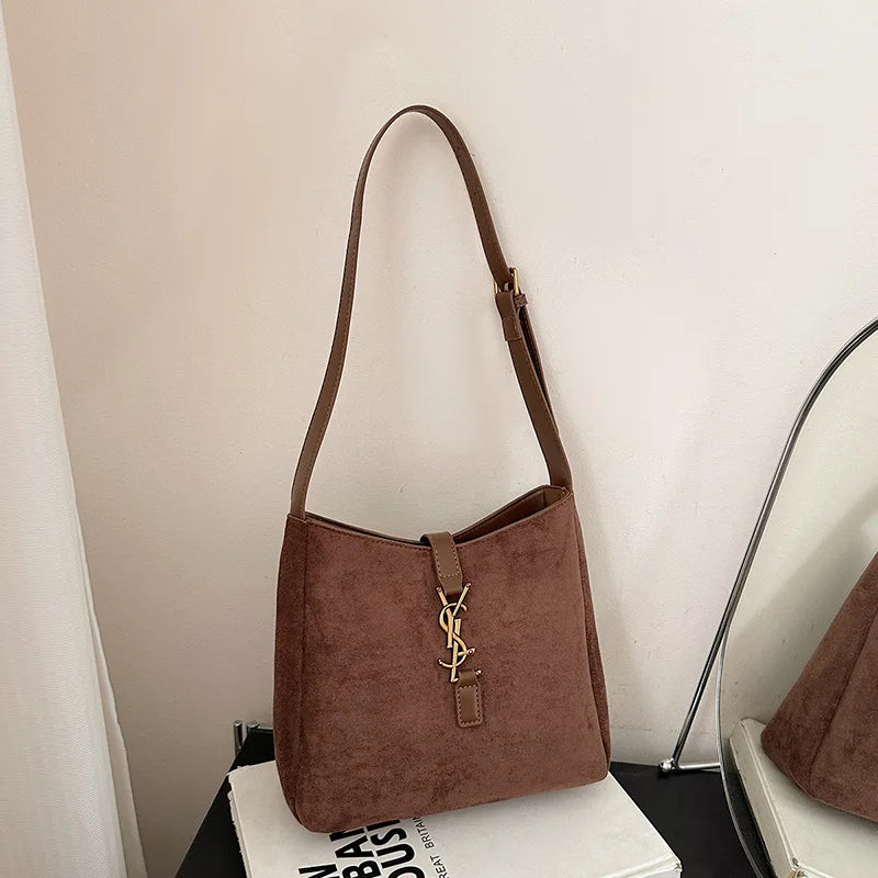 Luxe Faux Leather Bucket Bag – Large Capacity Hobo Shoulder Bag for Women
