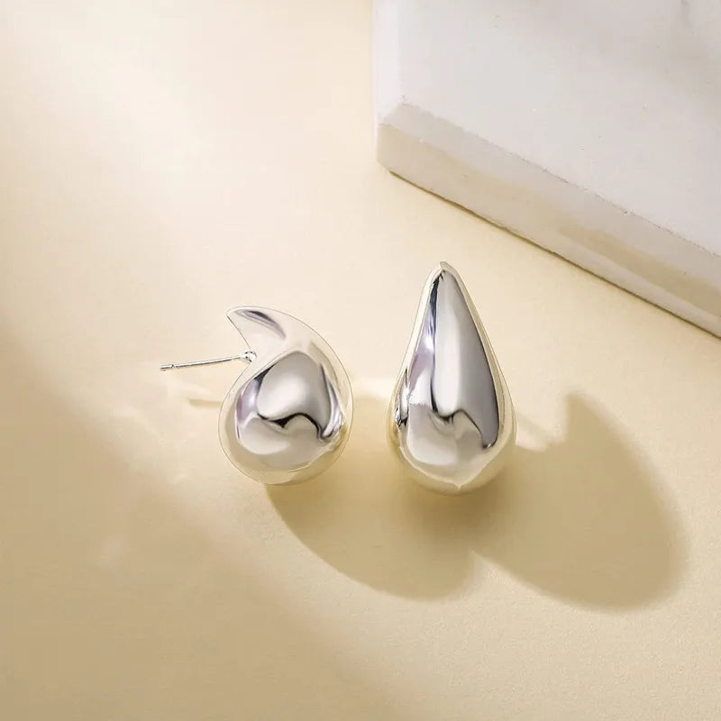 Water Drop Stud Earrings — Minimalist Gold & Silver Teardrop Studs for Women