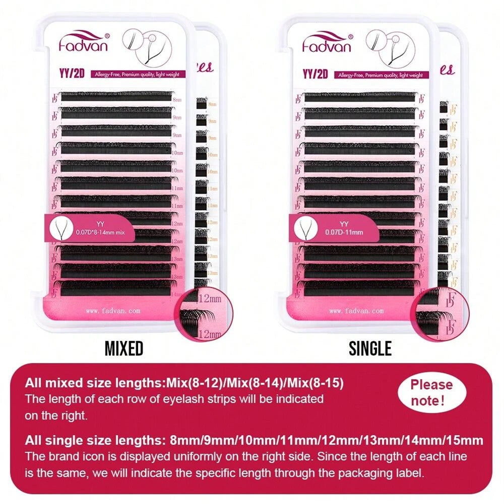 YY Shape Eyelash Extensions | Faux Mink C/D Curl | 0.05–0.07mm | 6–15mm