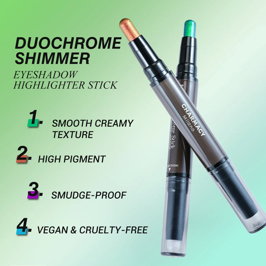 CHARMACY 2-in-1 Multichrome Eyeshadow Stick – High-Pigment Glitter & Shimmer Eye Shadow Pen | 5 Shades