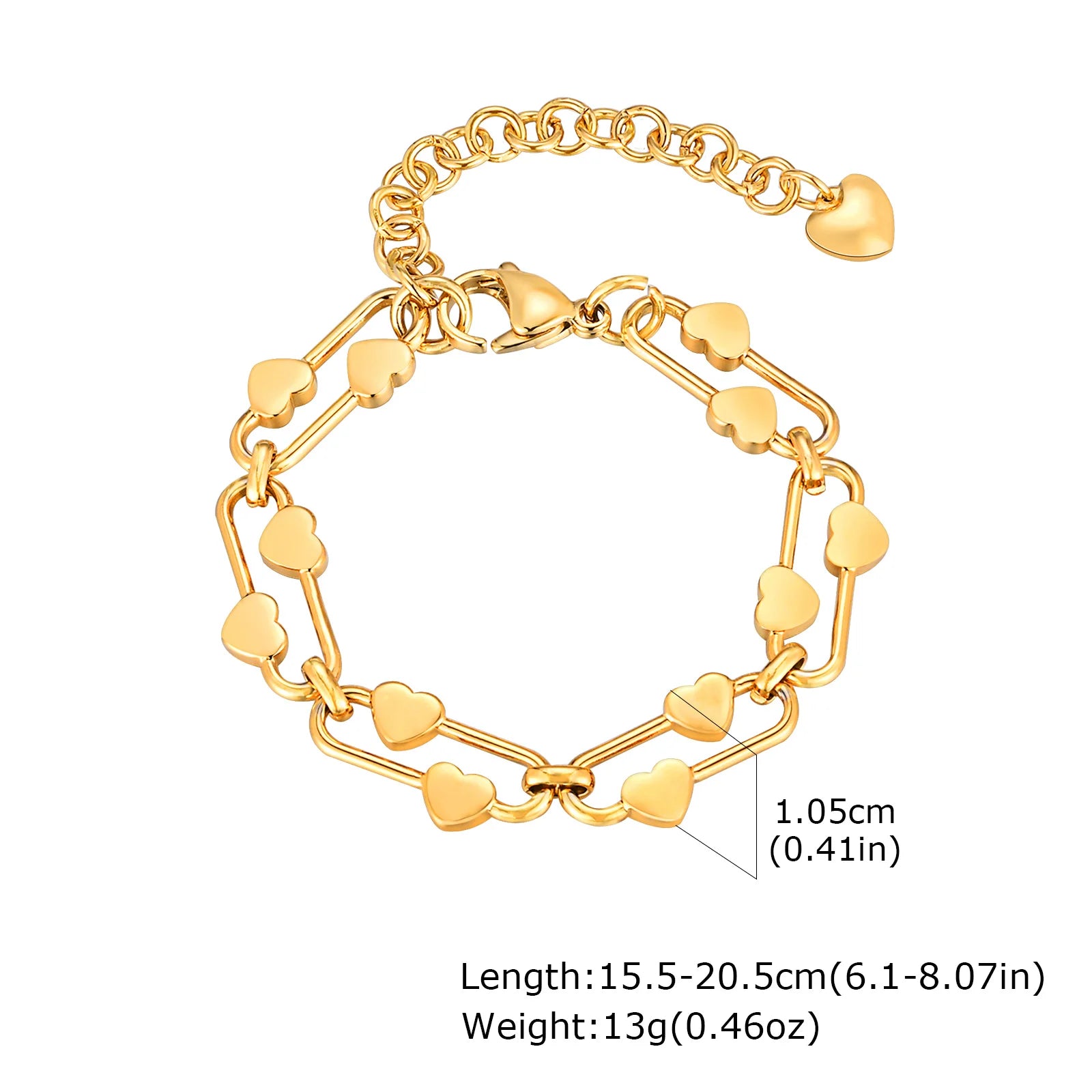 18K Gold Plated Stainless Steel Link Chain Bracelet for Women – Stackable Waterproof Bangle