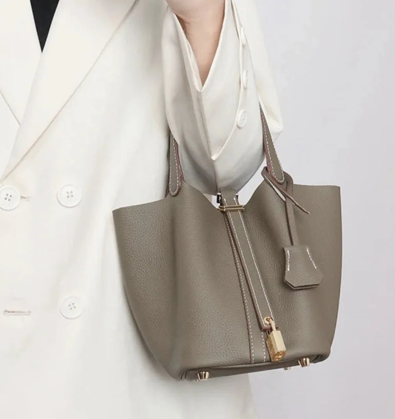 Faux Leather Bucket Bag – Chic & Versatile Women's Handbag