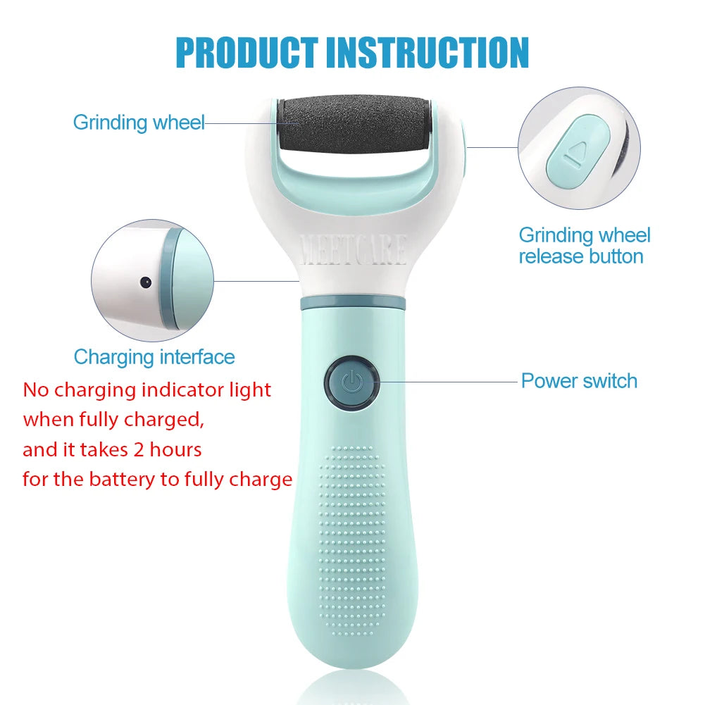 Auto Wireless Electric Foot Grinder Removal Dead Skin Calluses Cracks Hard Skin Pedicure Care Tool Waterproof Foot Cleaner ﻿ Nanasbeautyholic
