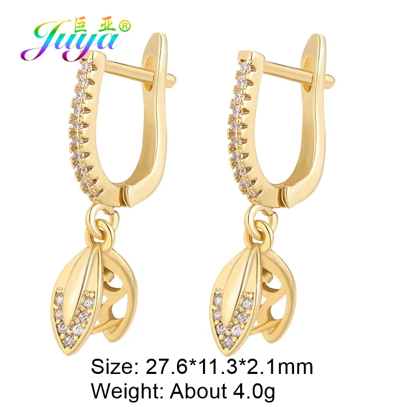 Juya 18K Gold & Silver Plated Earring Hooks – Micro Pave Zircon DIY Jewelry Findings
