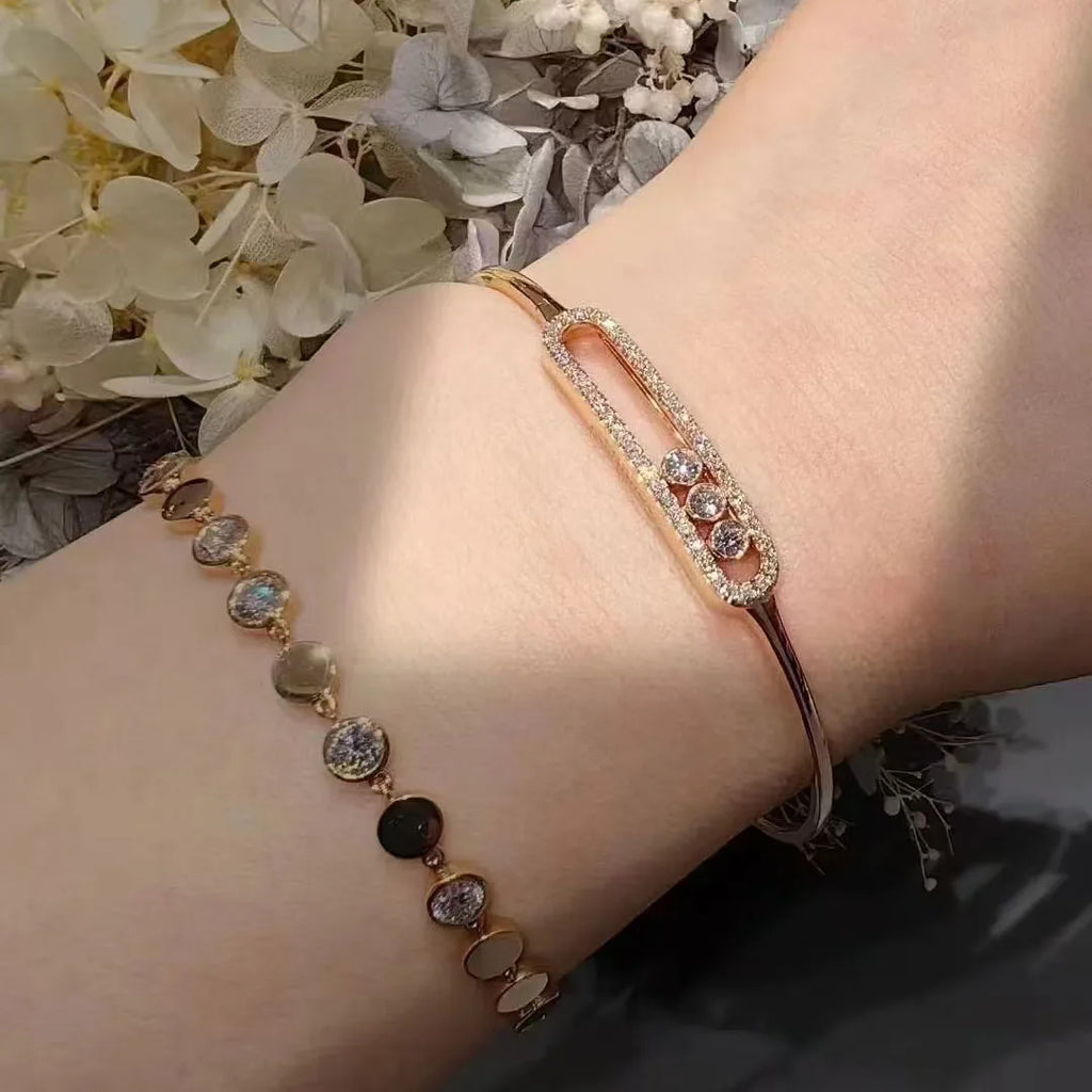 Sterling Silver Luxury Zircon Lucky Bead Bracelet – Timeless Anniversary Gift for Women
